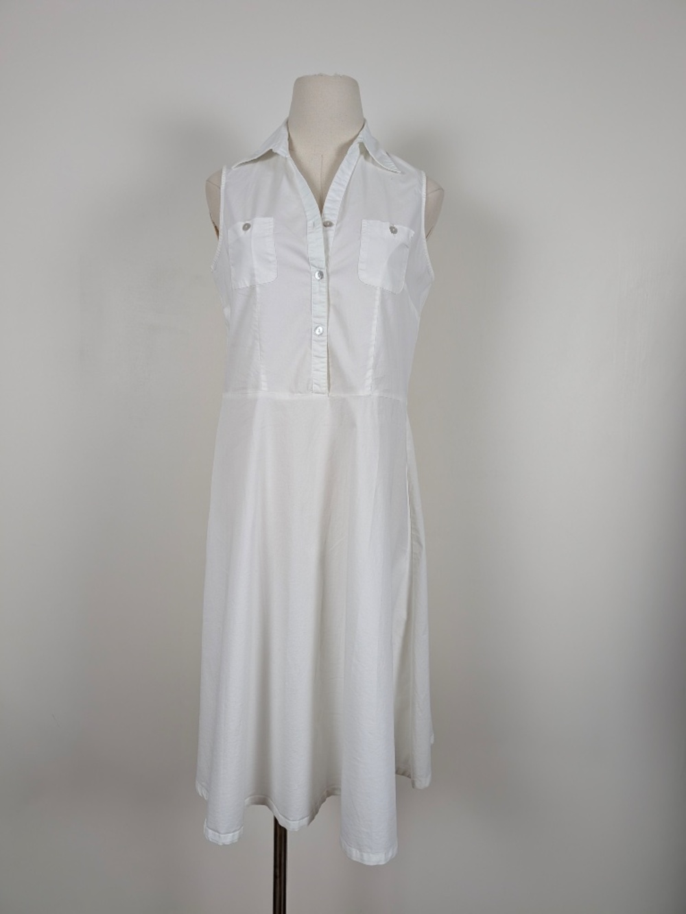 Cherokee White Khaki Midi Dress Size Medium Semi Formal Summer - Picture 14 of 14